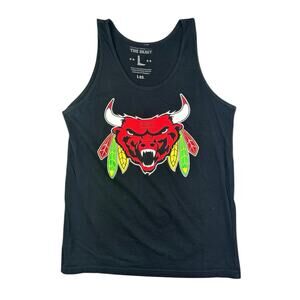 The Beast Men's Black Chicago Bulls Bears Blackhawks Logo Mashup Tank Top Size L